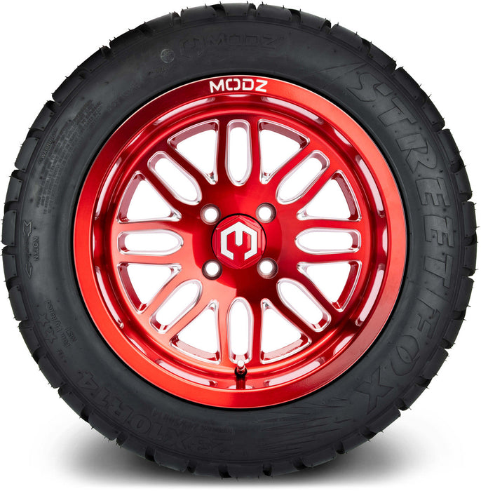 MODZ 14' Mayhem Brushed Red - Tire and Wheel Combo