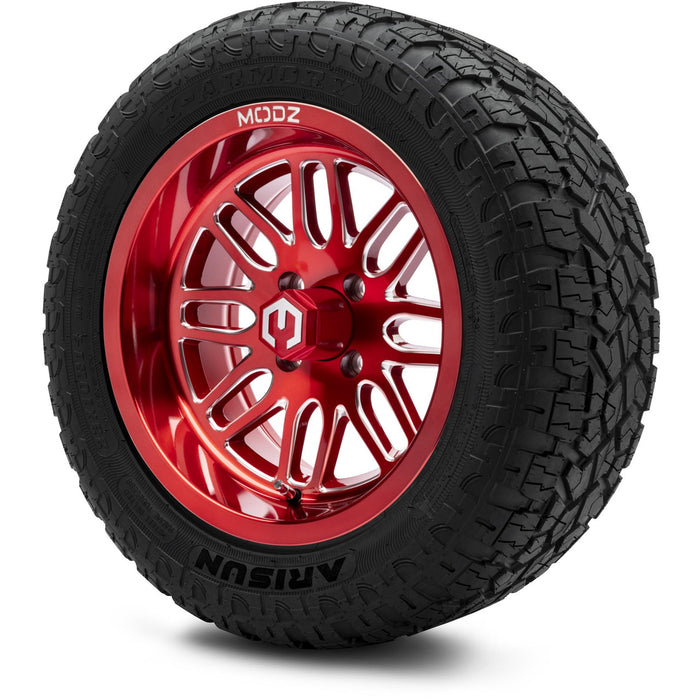MODZ 14" Mayhem Brushed Red with Ball Mill Wheels & Off-Road Tires Combo