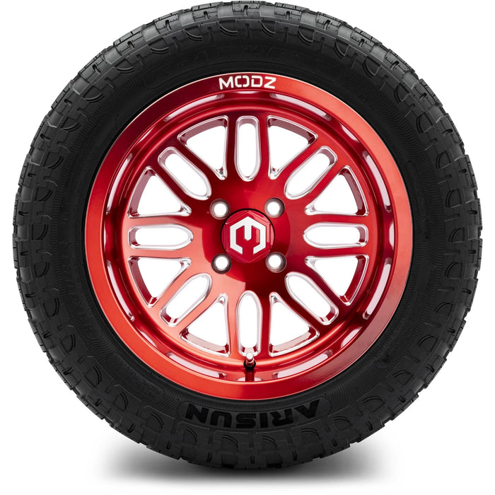 MODZ 14" Mayhem Brushed Red with Ball Mill Wheels & Off-Road Tires Combo