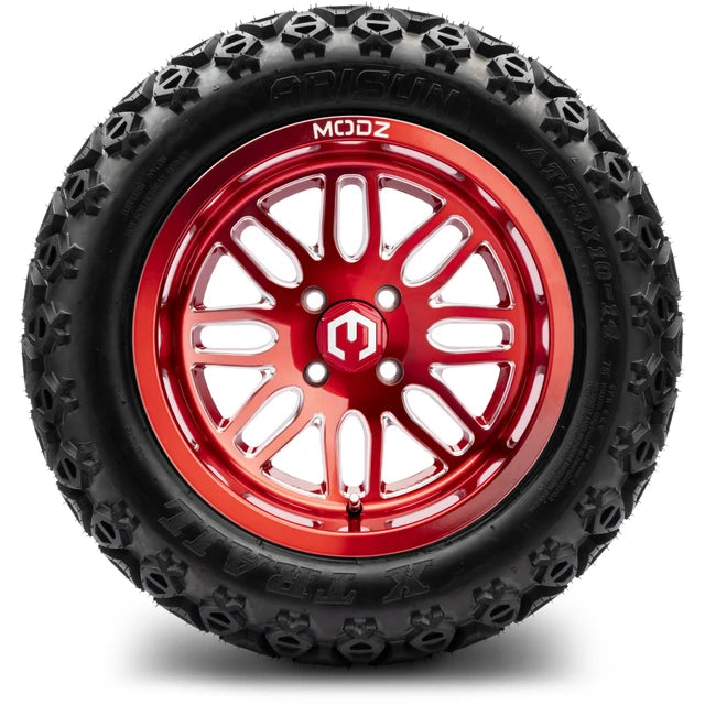 MODZ 14" Mayhem Brushed Red with Ball Mill Wheels & Off-Road Tires Combo