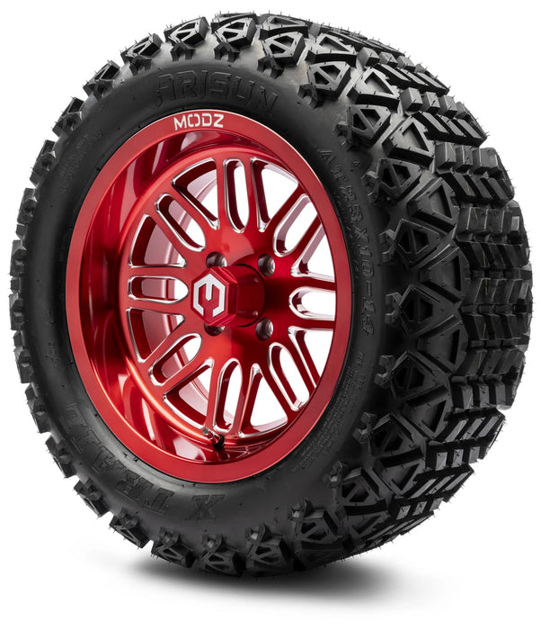 MODZ 14" Mayhem Brushed Red with Ball Mill Wheels & Off-Road Tires Combo
