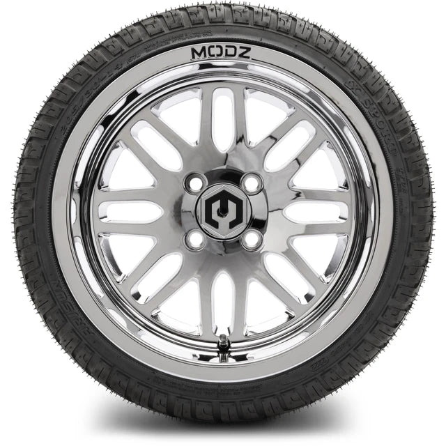 MODZ 14" Mayhem Chrome Wheels & Street Tires Combo