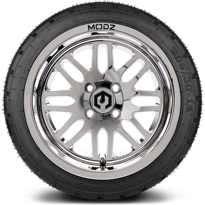 MODZ® 14" Mayhem Chrome Wheels & Street Tires Combo