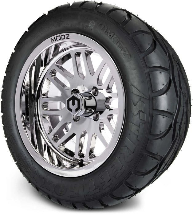 MODZ 14" Mayhem Chrome Wheels & Street Tires Combo