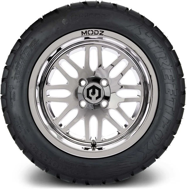 MODZ 14" Mayhem Chrome Wheels & Street Tires Combo