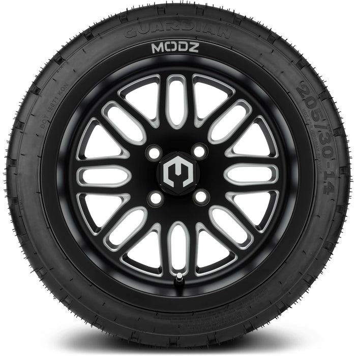 MODZ 14" Mayhem Matte Black with Ball Mill Wheels & Street Tires Combo