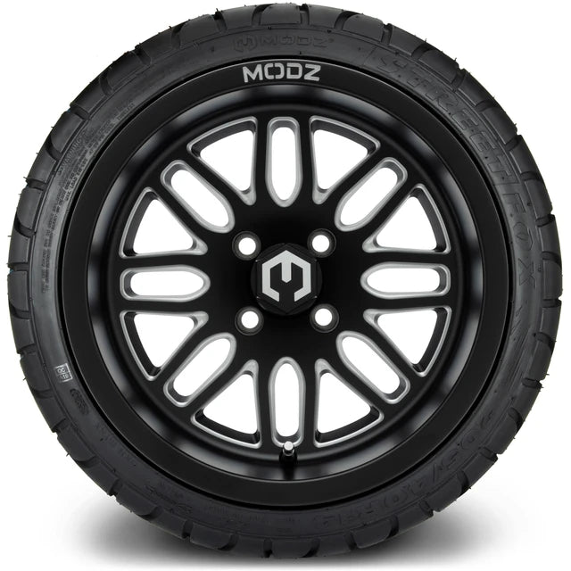 MODZ 14" Mayhem Matte Black with Ball Mill Wheels & Street Tires Combo