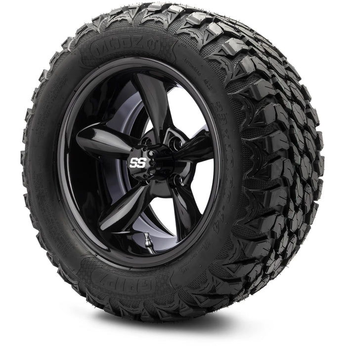 MODZ 14" Godfather Glossy Black Wheels & Off-Road Tires Combo