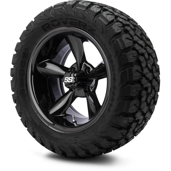 MODZ 14" Godfather Glossy Black Wheels & Off-Road Tires Combo