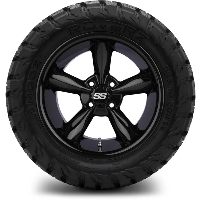 MODZ 14" Godfather Glossy Black Wheels & Off-Road Tires Combo