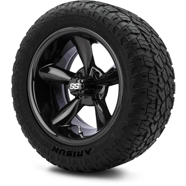 MODZ 14" Godfather Glossy Black Wheels & Off-Road Tires Combo