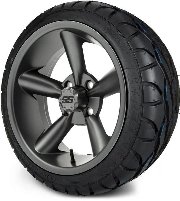 MODZ 14" Godfather Gunmetal Wheels & Street Tires Combo