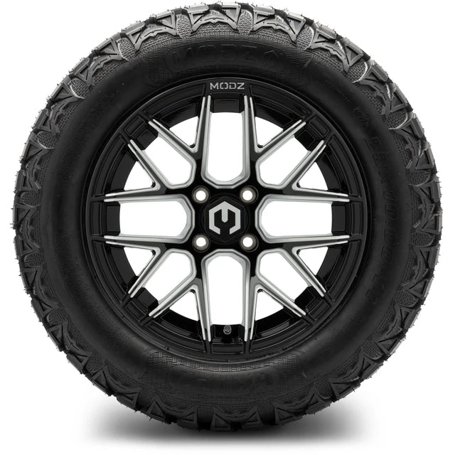 MODZ 14" Matrix Glossy Black Ball Mill Wheels & Off-Road Tires Combo