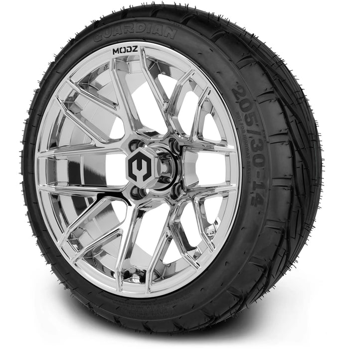 MODZ 14" Matrix Chrome Wheels & Street Tires Combo