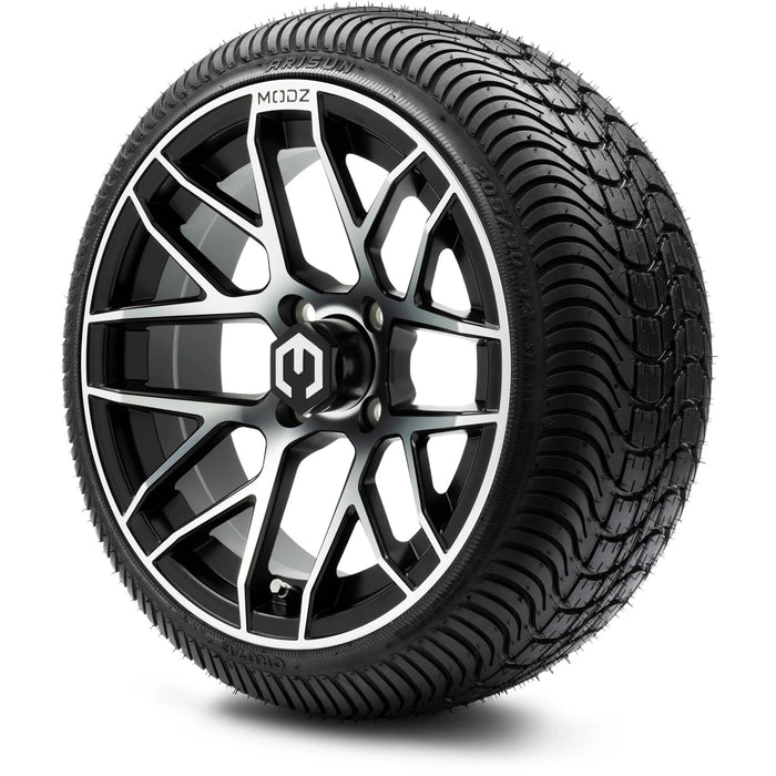 MODZ 14" Matrix Machined Black Wheels & Street Tires Combo