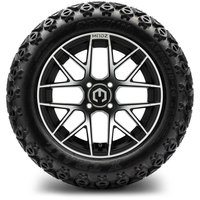 MODZ 14" Matrix Machined Black Wheels & Off-Road Tires Combo