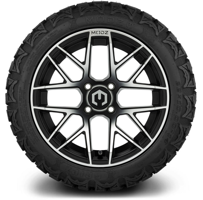 MODZ 14" Matrix Machined Black Wheels & Off-Road Tires Combo