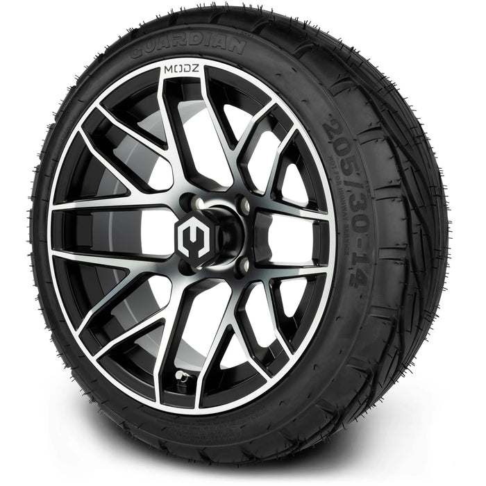 MODZ 14" Matrix Machined Black Wheels & Street Tires Combo