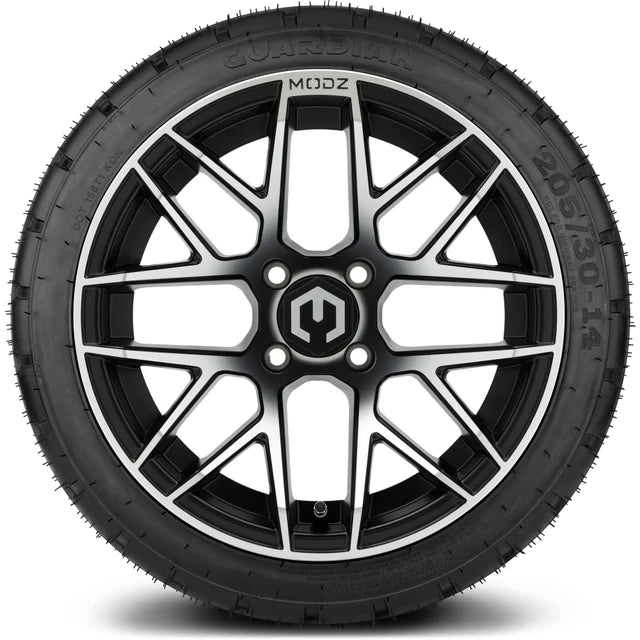 MODZ 14" Matrix Machined Black Wheels & Street Tires Combo