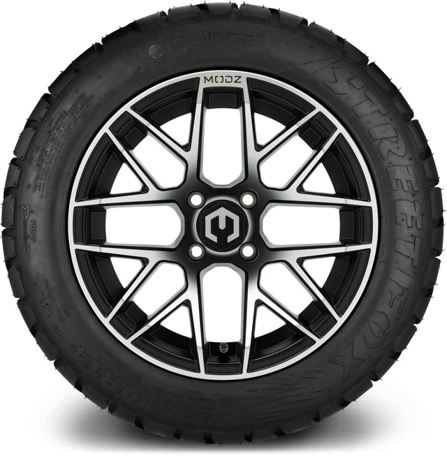 MODZ 14" Matrix Machined Black Wheels & Street Tires Combo