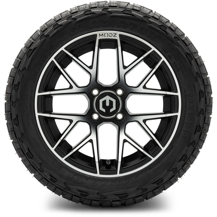 MODZ 14" Matrix Machined Black Wheels & Off-Road Tires Combo