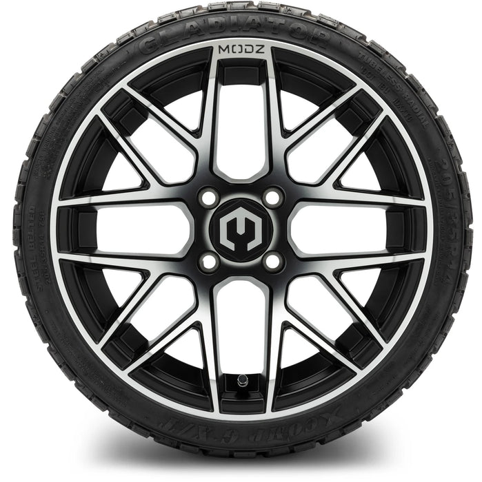 MODZ 14" Matrix Machined Black Wheels & Off-Road Tires Combo