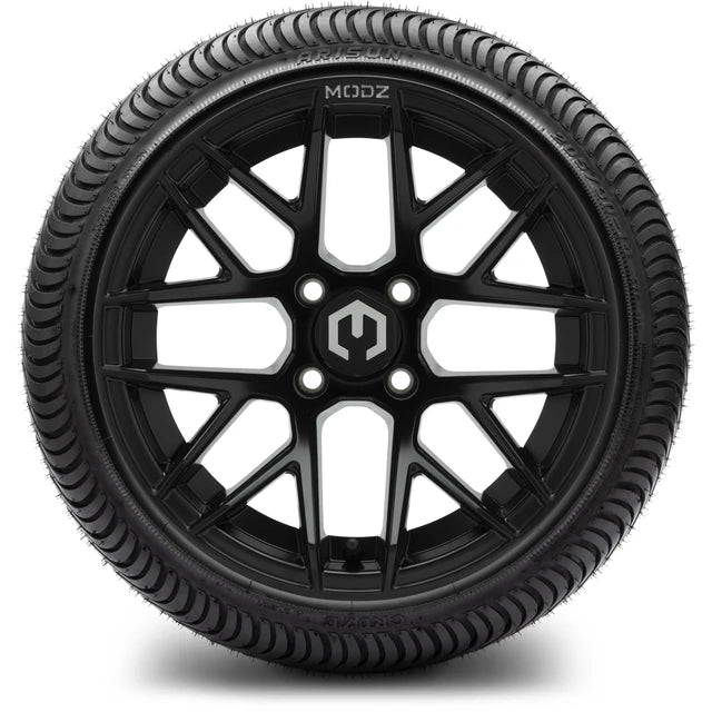 MODZ 14" Matrix Matte Black Wheels & Street Tires Combo