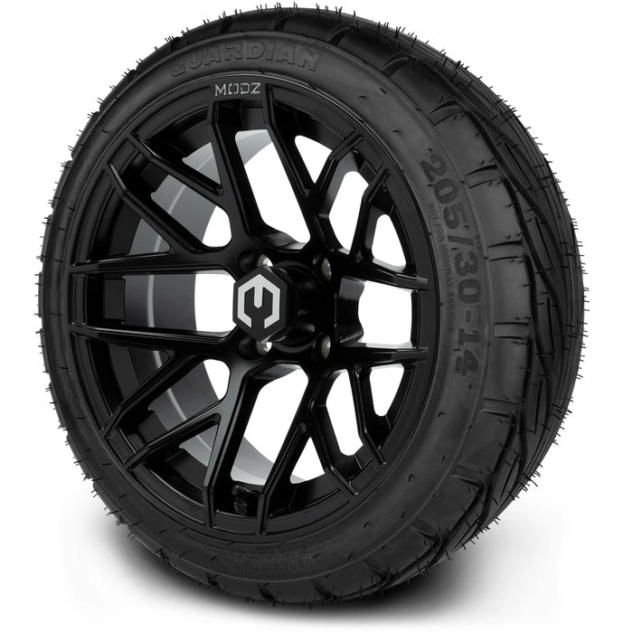 MODZ 14" Matrix Matte Black Wheels & Street Tires Combo