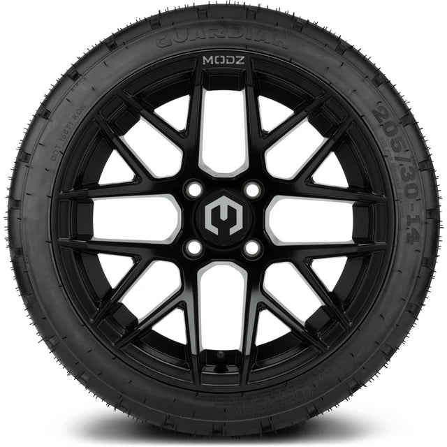 MODZ 14" Matrix Matte Black Wheels & Street Tires Combo