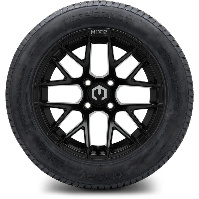 MODZ 14" Matrix Matte Black Wheels & Street Tires Combo