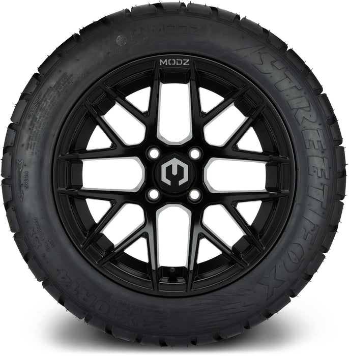 MODZ 14" Matrix Matte Black Wheels & Street Tires Combo