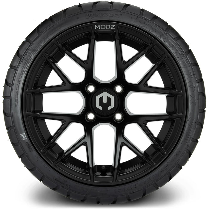 MODZ 14" Matrix Matte Black Wheels & Street Tires Combo