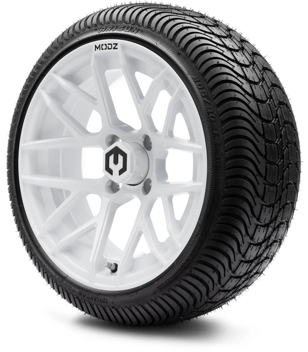MODZ 14" Matrix Glossy White Wheels & Street Tires Combo