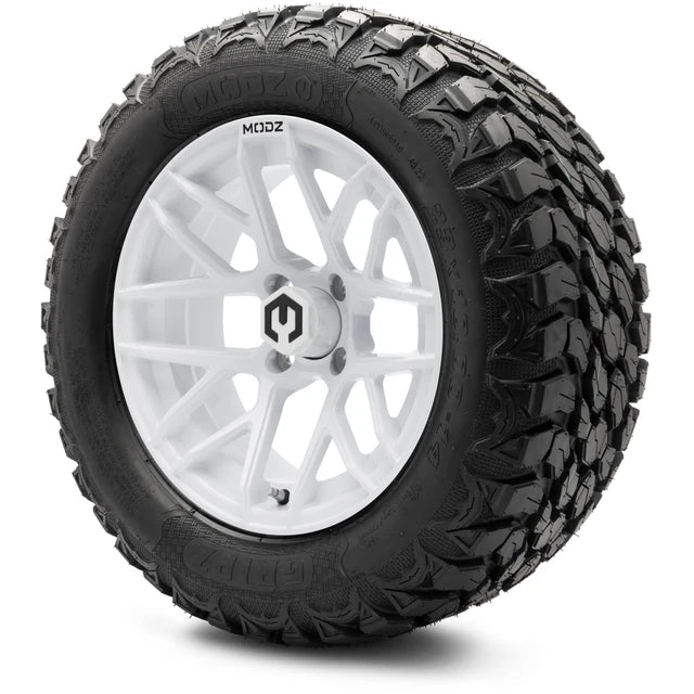 MODZ 14" Matrix Glossy White Wheels & Off-Road Tires Combo