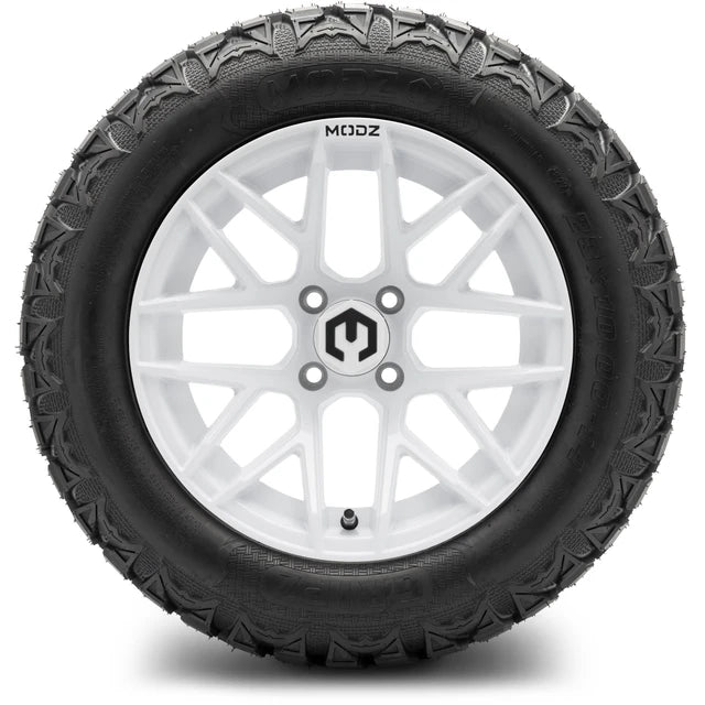 MODZ 14" Matrix Glossy White Wheels & Off-Road Tires Combo