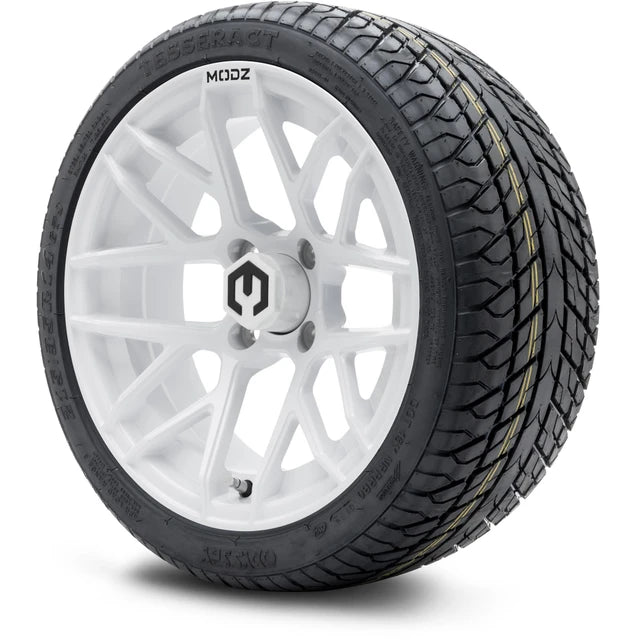 MODZ 14" Matrix Glossy White Wheels & Street Tires Combo