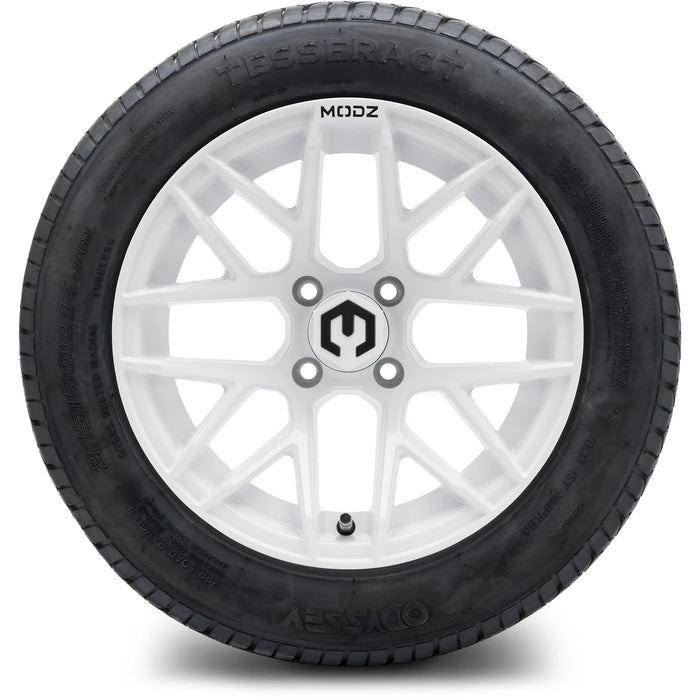 MODZ 14" Matrix Glossy White Wheels & Street Tires Combo