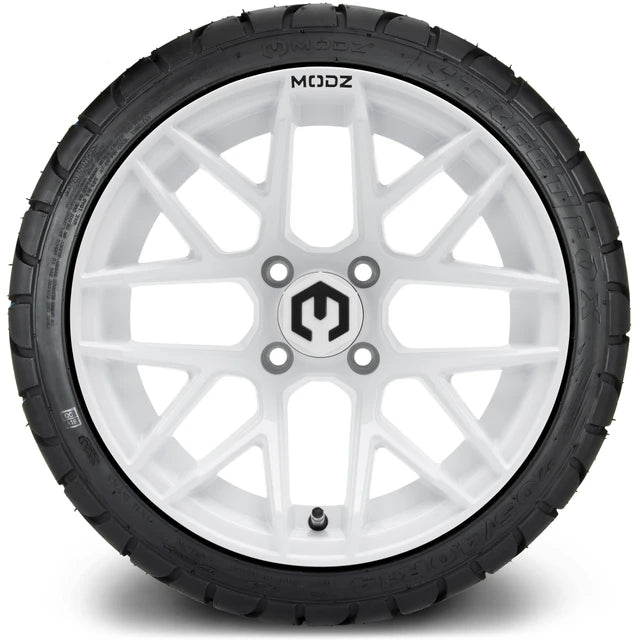 MODZ 14" Matrix Glossy White Wheels & Street Tires Combo