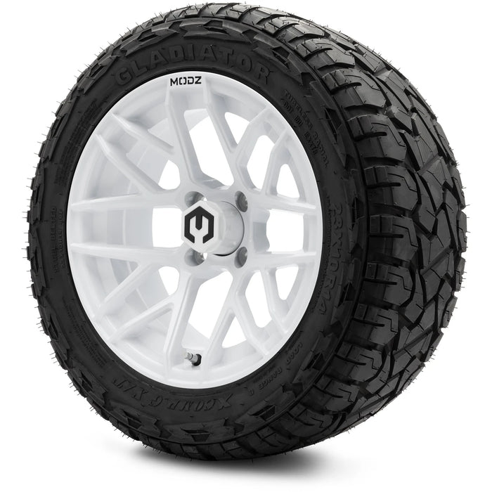 MODZ 14" Matrix Glossy White Wheels & Off-Road Tires Combo