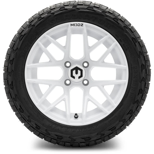 MODZ 14" Matrix Glossy White Wheels & Off-Road Tires Combo