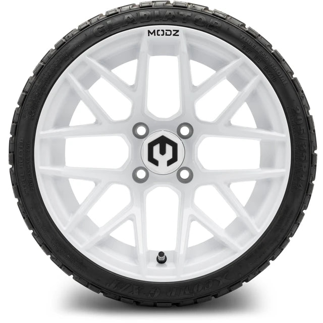 MODZ 14" Matrix Glossy White Wheels & Off-Road Tires Combo