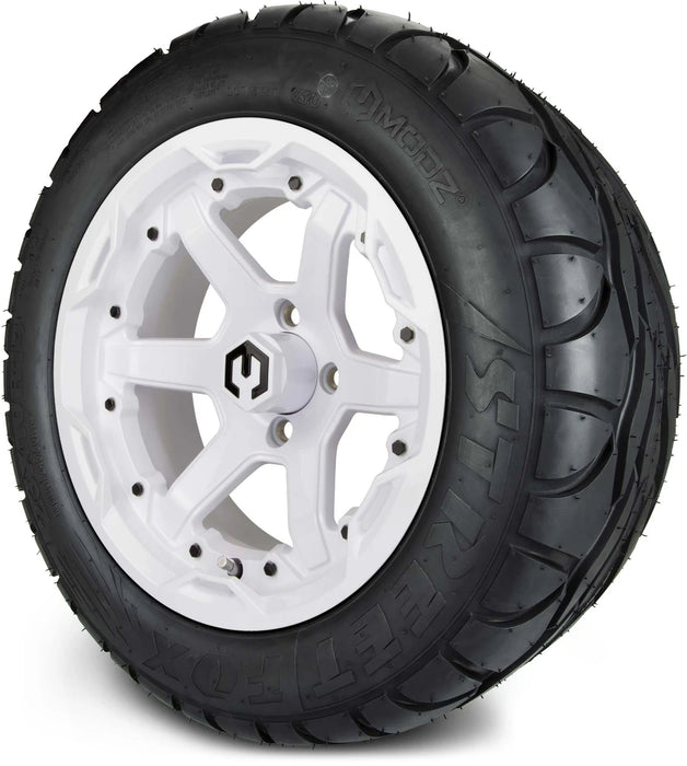 MODZ 14" Gladiator Glossy White Wheels and Street Tires Combo