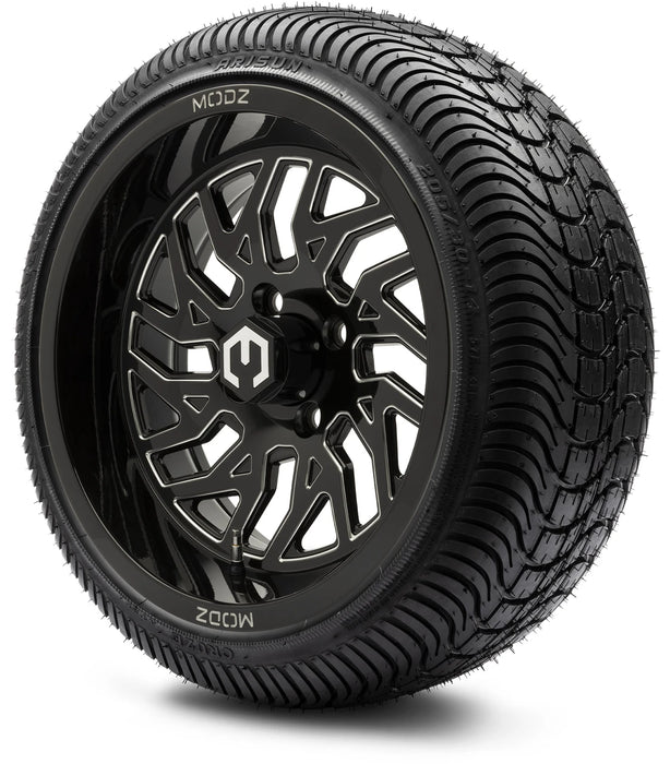 MODZ 14" Carnage Glossy Black with Ball Mill Wheels & Street Tires Combo