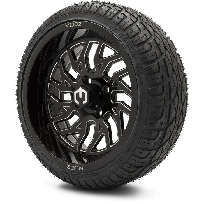 MODZ 14" Carnage Glossy Black with Ball Mill Wheels & Street Tires Combo