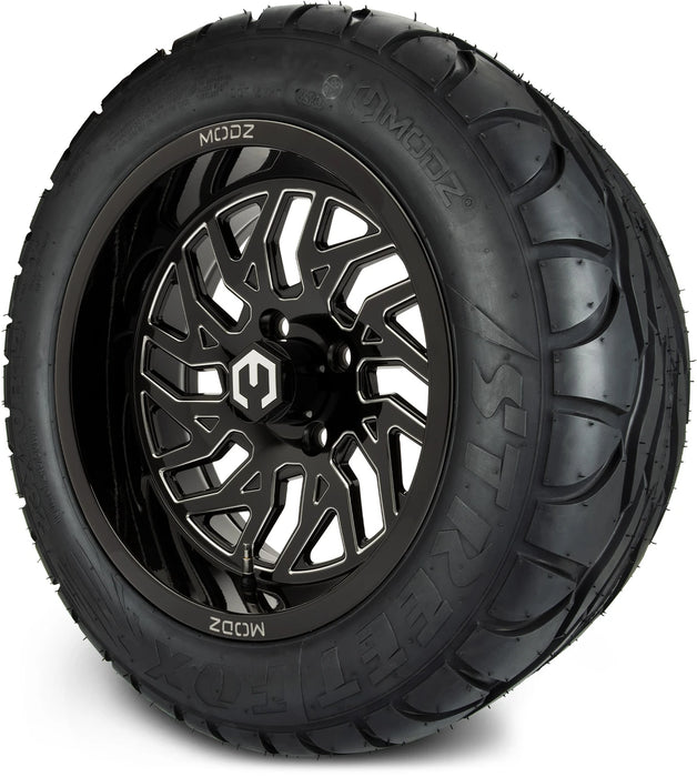 MODZ 14" Carnage Glossy Black with Ball Mill Wheels & Street Tires Combo