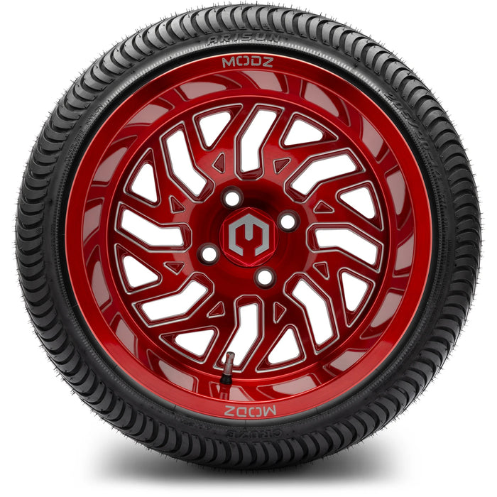 MODZ 14" Carnage Brushed Red with Ball Mill Wheels & Street Tires Combo