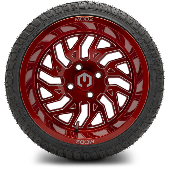 MODZ 14" Carnage Brushed Red with Ball Mill Wheels & Street Tires Combo