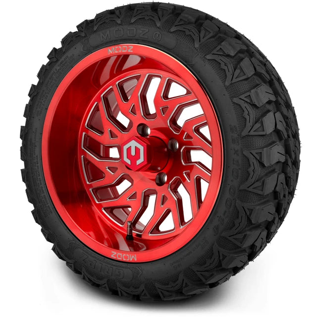 MODZ 14" Carnage Brushed Red with Ball Mill Wheels & Off-Road Tires Combo