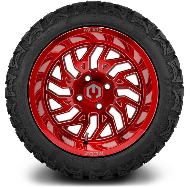 MODZ 14" Carnage Brushed Red with Ball Mill Wheels & Off-Road Tires Combo
