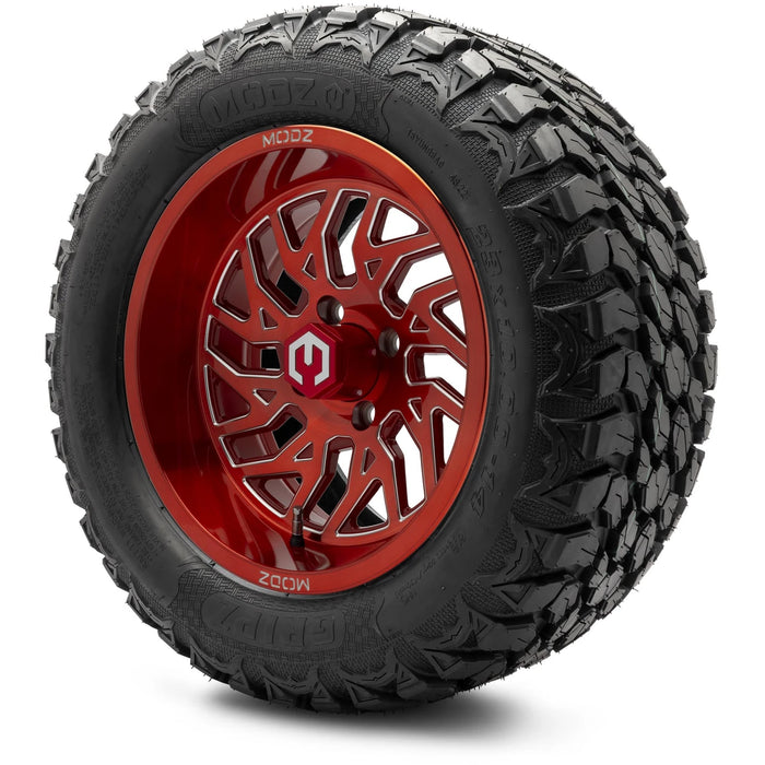 MODZ 14" Carnage Brushed Red with Ball Mill Wheels & Off-Road Tires Combo